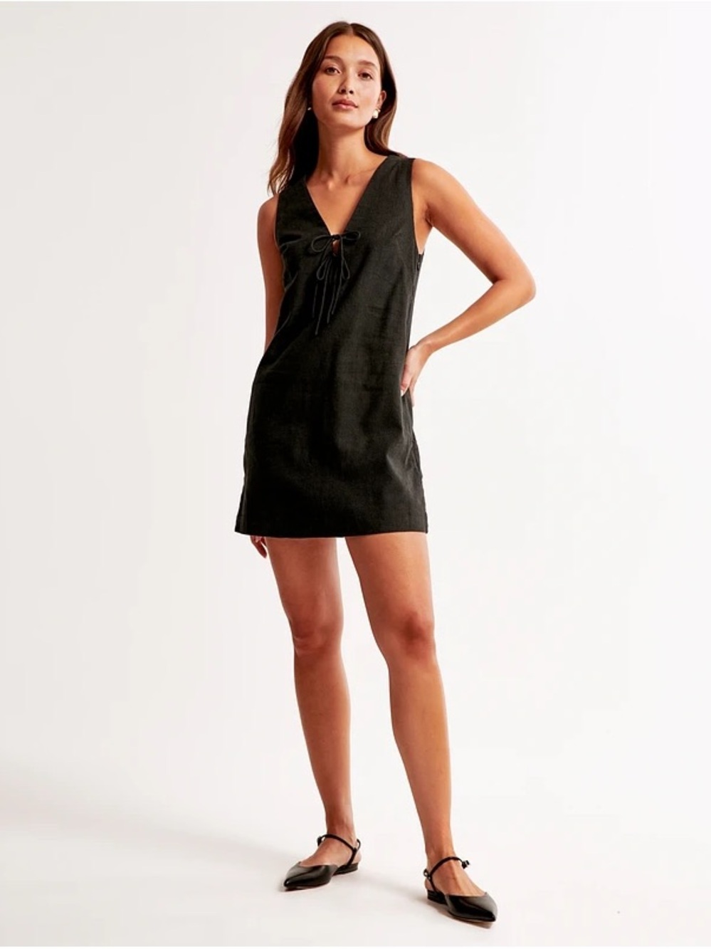 Abercrombie & Fitch Black Sleeveless Mini Dress with Front Tie